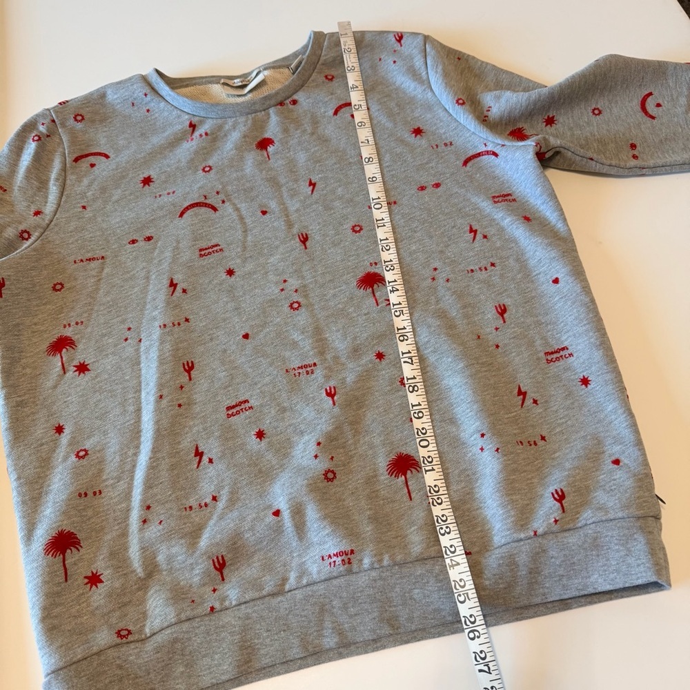 Scotch & Soda Maison Scotch Midnight Safari grey Sweatshirt, red print, szL, NWT - Picture 4 of 14